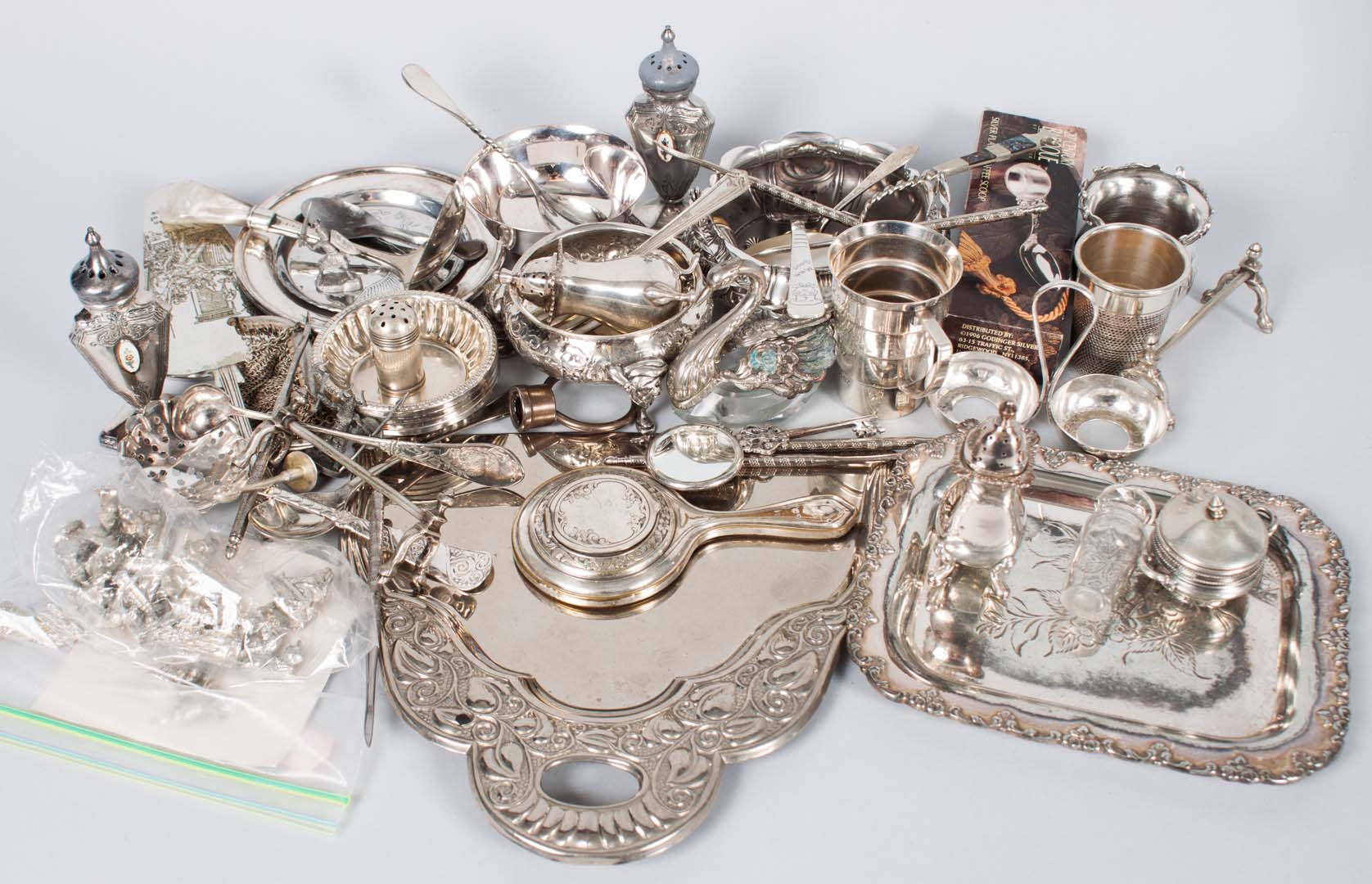 Appraisal: Group of small silver-plated pewter items including nut dishes salt