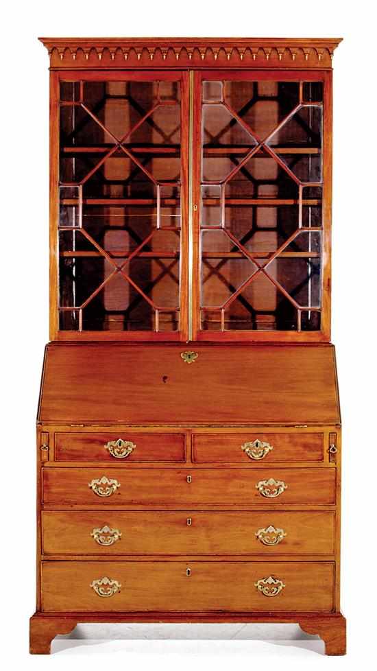 Appraisal: Georgian mahogany secretary bookcase mid th century molded crown with