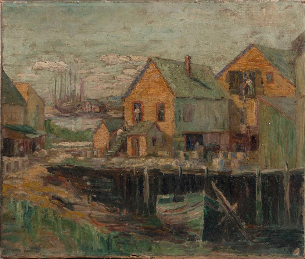 Appraisal: AMERICAN SCHOOL EARLY TH CENTURY HARBOR SCENE OIL ON CANVAS