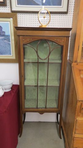 Appraisal: English Inlaid Cabinet mahogany tall wide floral and string inlay