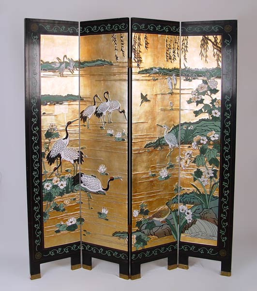 Appraisal: CHINESE COROMANDEL FOUR PANEL SCREEN Measures '' high x ''