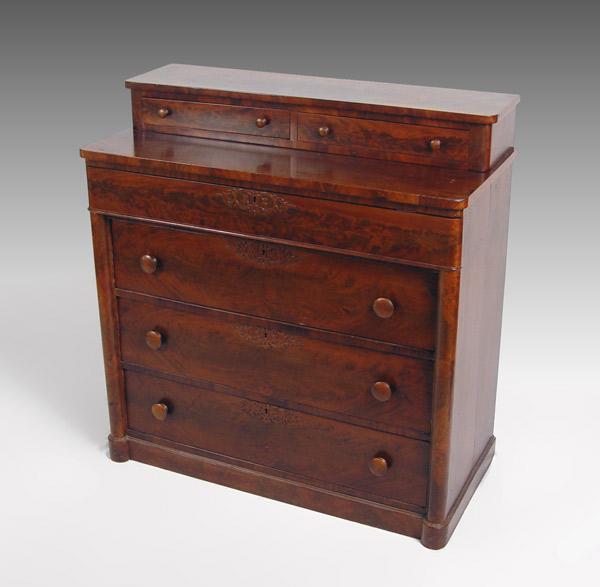 Appraisal: EMPIRE PERIOD OVER DRAWER FRAME MAHOGANY CHEST drawer stepback top