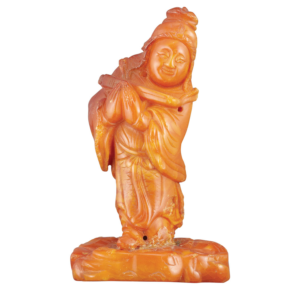 Appraisal: Chinese Amber Figure of a Guard th Century Carved standing