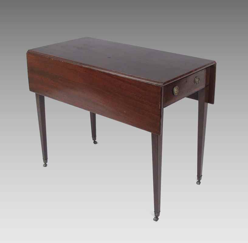 Appraisal: EARLY MAHOGANY PEMBROKE TABLE Drop leaf table on string inlay