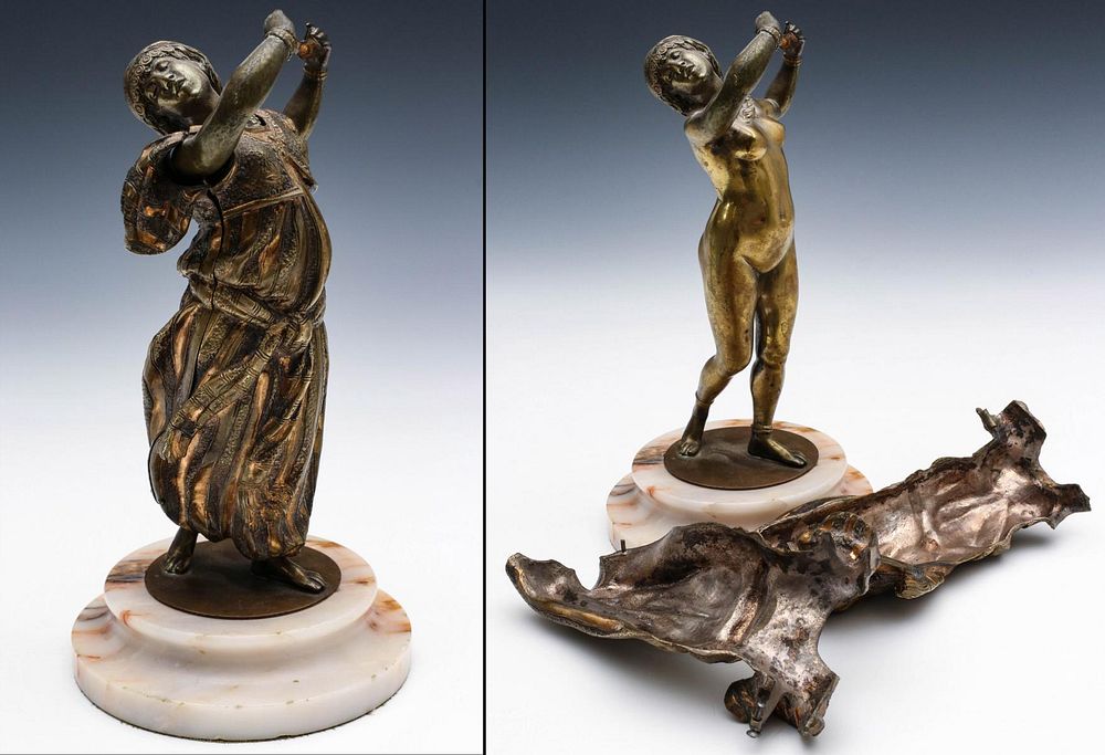 Appraisal: A NUDE REVEALED FRENCH RISQUE BRONZE CIRCA The dancing girl