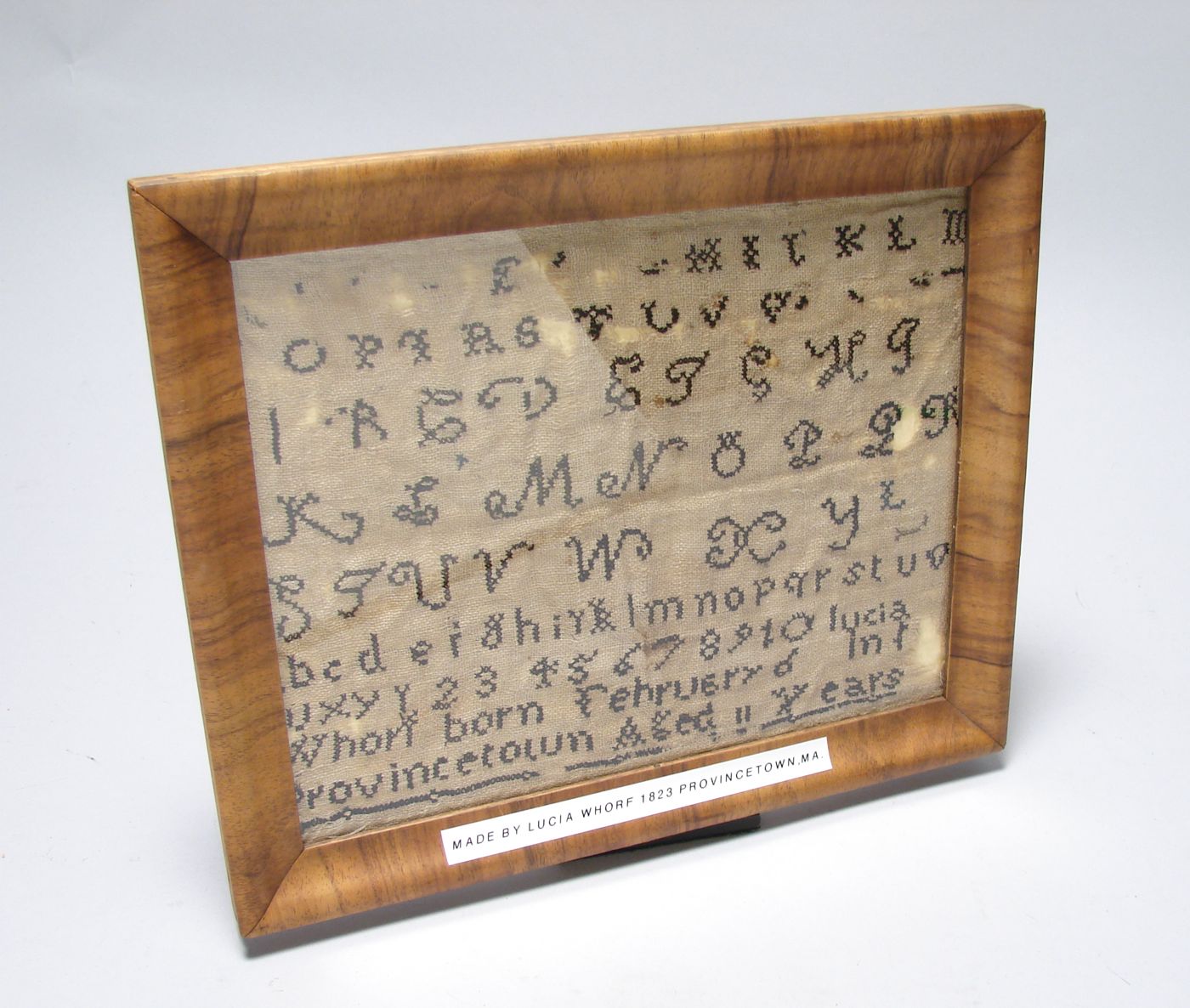 Appraisal: FRAMED SAMPLER American th CenturyWrought by Lucia Whorf born February