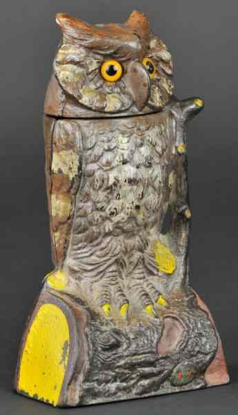 Appraisal: OWL TURNS HEAD MECHANICAL BANK Brown color J E Stevens