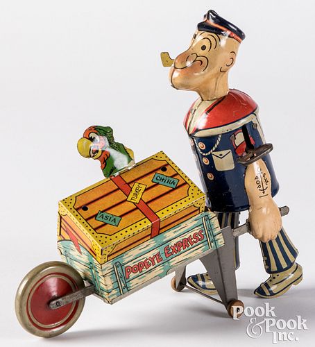 Appraisal: MARX LITHOGRAPHED TIN WIND-UP POPEYE EXPRESSMarx lithographed tin wind-up Popeye