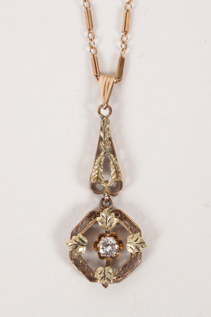 Appraisal: Victorian K gold diamond lavalier in L on a K