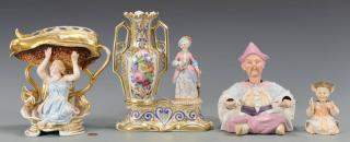 Appraisal: Figural porcelains and nodders items French figural porcelain ornaments and