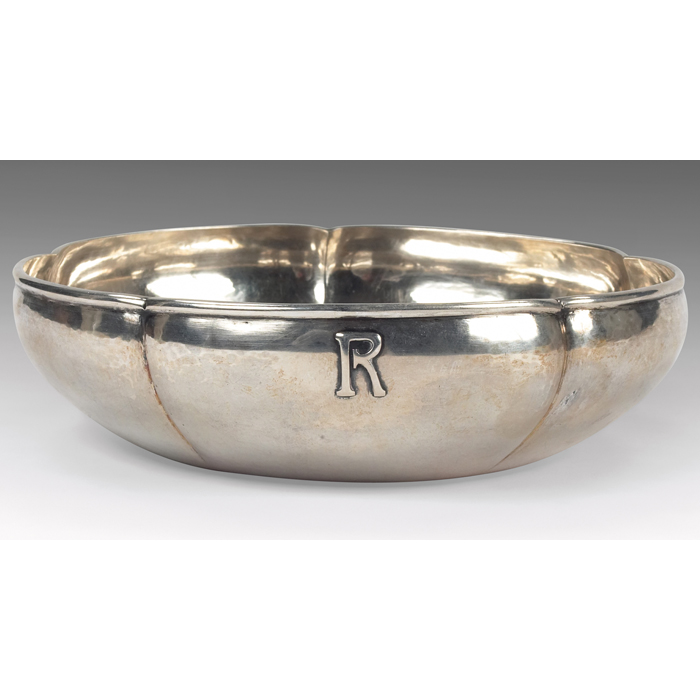 Appraisal: Kalo bowl low organic form in hammered silver repousse ''R''