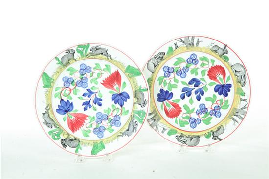 Appraisal: TWO GAUDY DECORATED PLATES England mid th century Transfers of