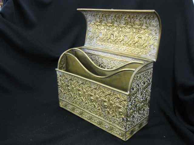 Appraisal: Victorian Brass Letter Box rococo design hinged top '' x