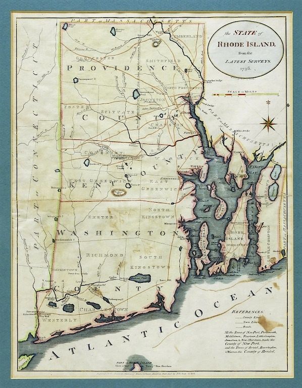 Appraisal: State of Rhode Island Hand Colored Map New York Dated