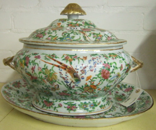 Appraisal: A Canton 'famille-rose' tureen cover and stand th century of