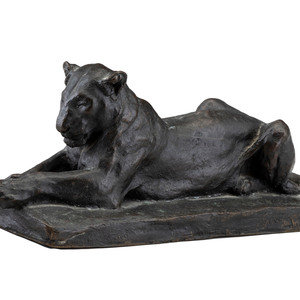 Appraisal: Oscar Waldmann Swiss - Lioness bronze signed on base Length