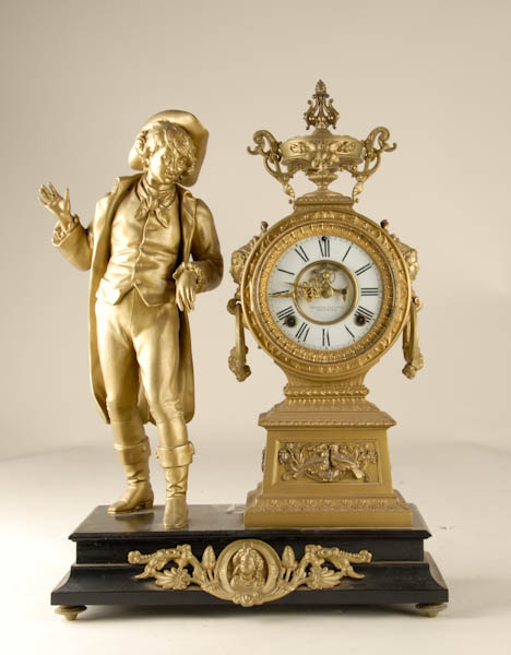 Appraisal: Ansonia Figural Clock with Colonial Man day time and strike