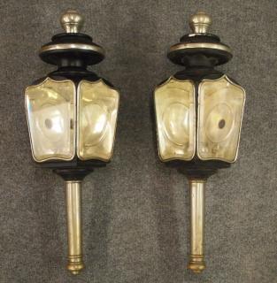 Appraisal: Pr brass coach lanterns A pair of th century brass