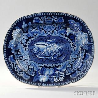 Appraisal: Large Blue Transfer Decorated Staffordshire Pottery Platter Joseph Stubbs Longport