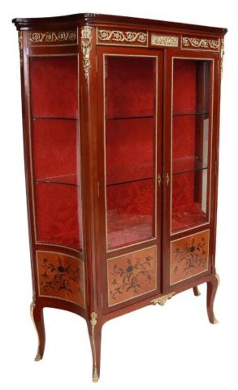 Appraisal: Louis XV style mahogany vitrine display cabinet with gilt metal