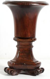 Appraisal: Vintage Carved Wood Urn On a tripod base with scroll