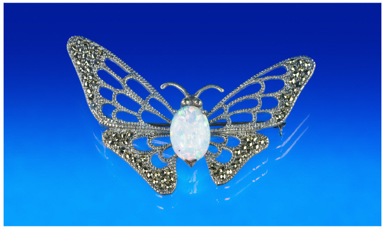 Appraisal: Silver Marcasite Brooch Realistically Modelled As A Butterfly The Body