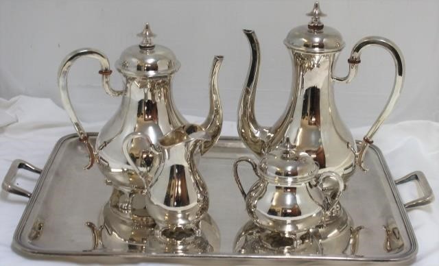 Appraisal: MID-CENTURY -PIECE STERLING SILVER TEA SET BYEUGEN FERNER GERMAN TO