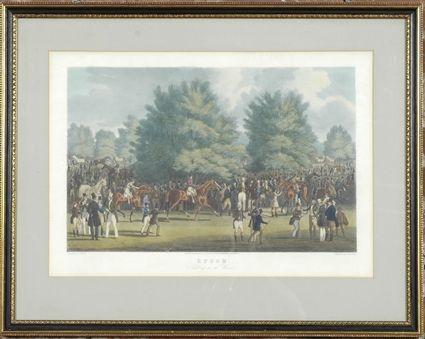 Appraisal: English School th C Epsom Hand-colored engraving matted and framed