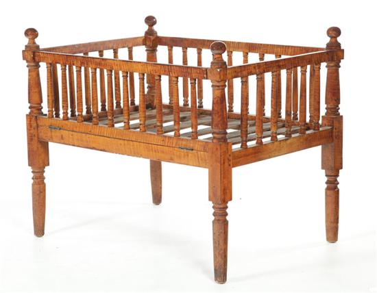 Appraisal: CHILD'S BED Probably Ohio early th century curly maple Turned