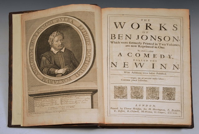 Appraisal: JONSON Ben The Works of Ben Jonson which were formerly