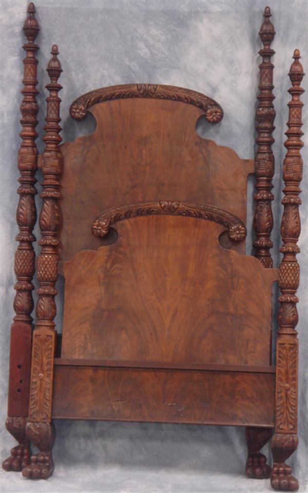 Appraisal: Pr carved mahogany Federal style post twin beds tall w