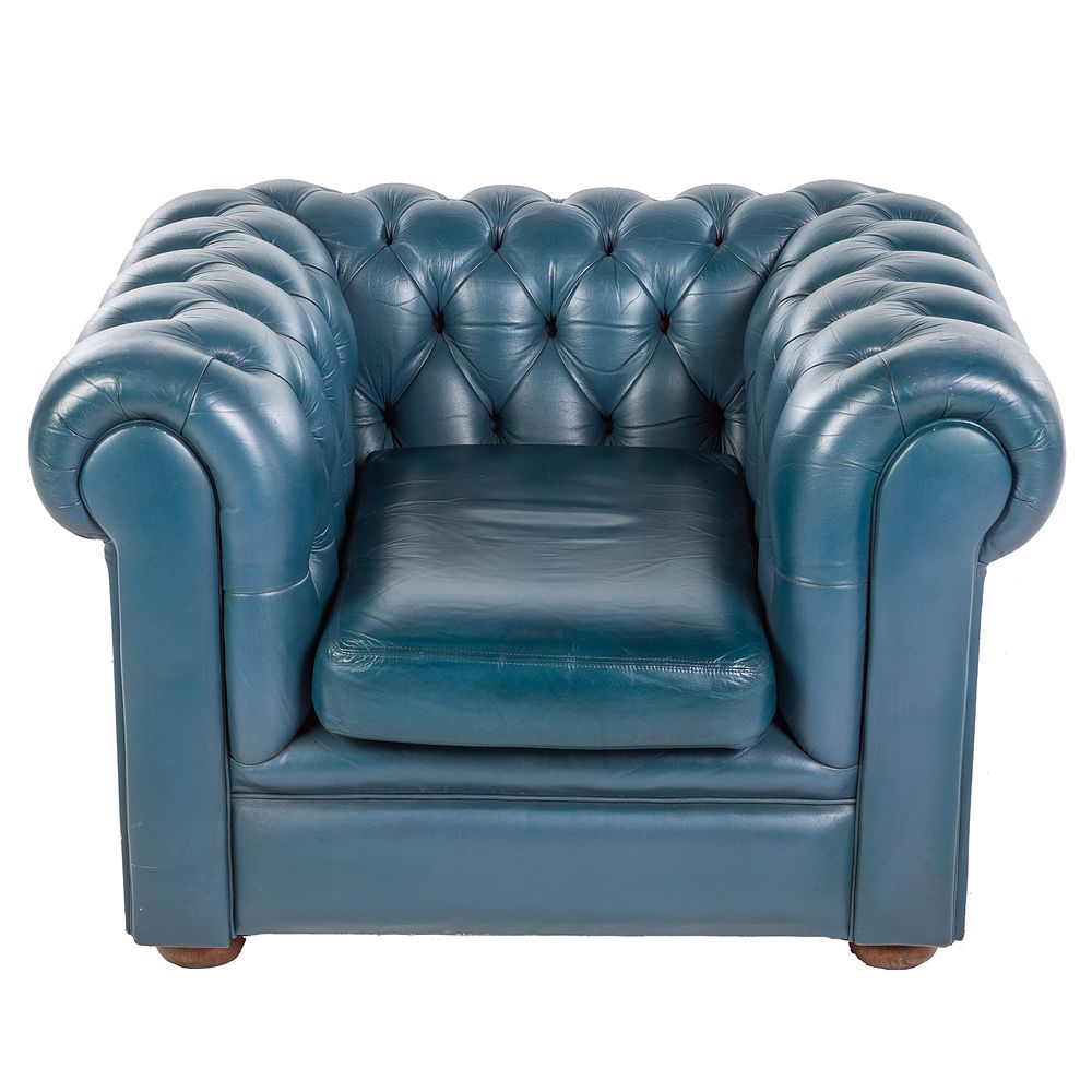 Appraisal: Tufted Leather Arm Chair in H in W in D