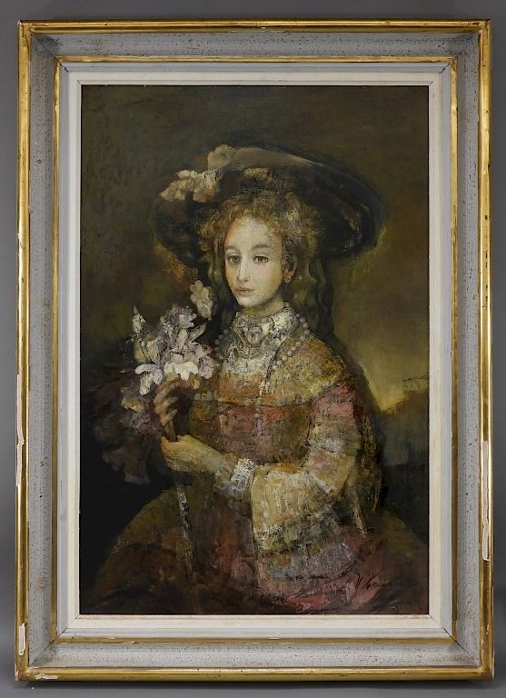 Appraisal: C Italian Post Impressionist Portrait Painting Italy th Century Depicting