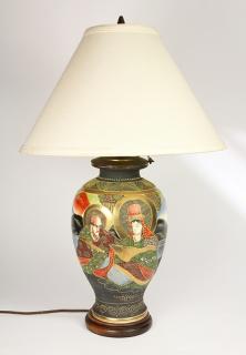 Appraisal: Japanese Satsuma Vase Lamp Japanese Satsuma ceramic vase converted to