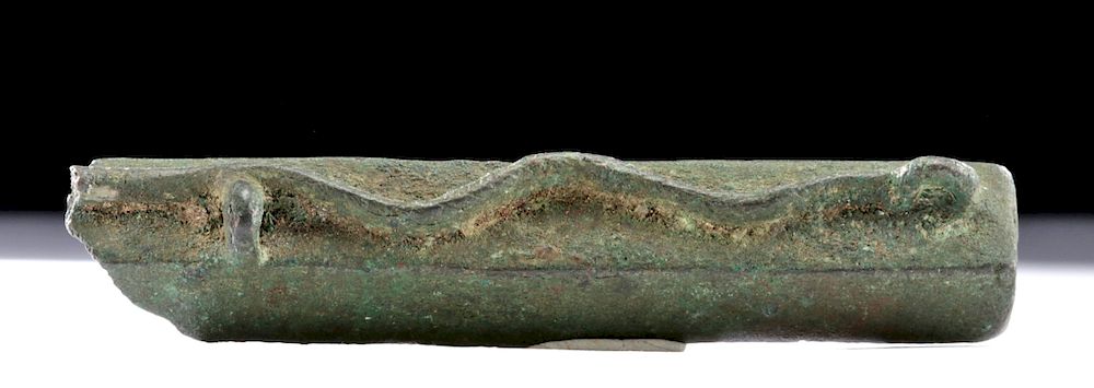 Appraisal: Egyptian Bronze Votive Half Sarcophagus w Snake Tail Holiday Shipping