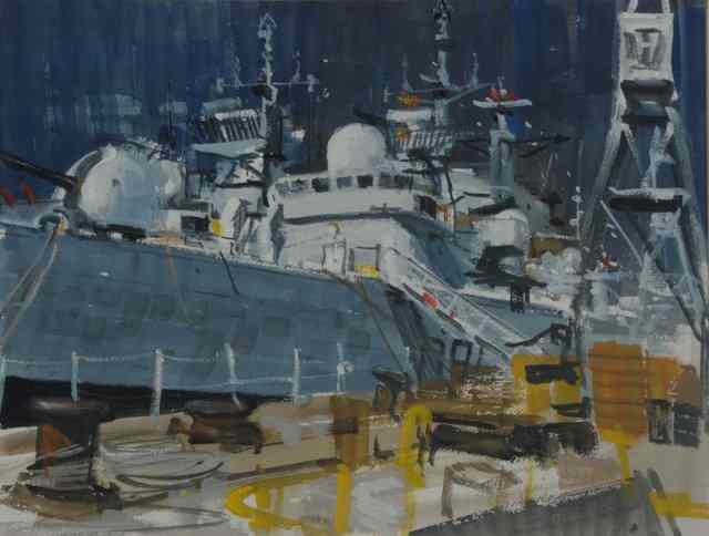 Appraisal: Ian Weatherhead British b HMS Nottingham at Portsmouth signed and