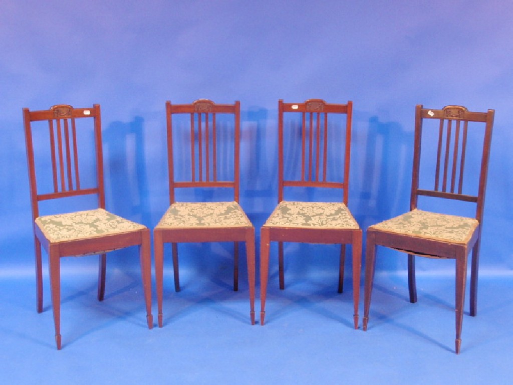 Appraisal: A set of four Edwardian mahogany bedroom chairs