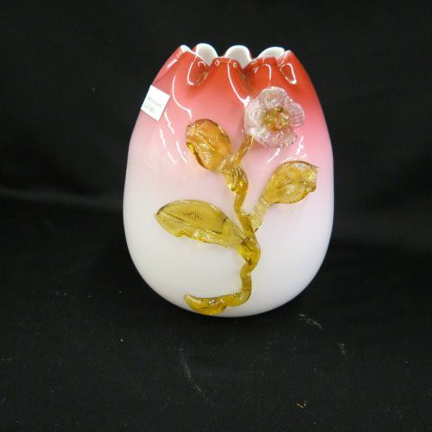 Appraisal: Stevens Williams Art Glass Vase applied flour on cranberry to