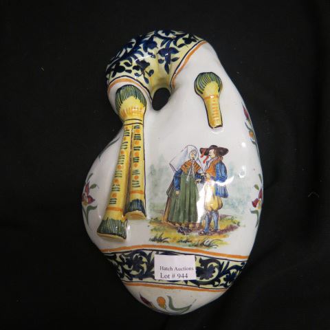 Appraisal: French Fiaence Pottery Wall Pocket bag pipe shape with handpainted