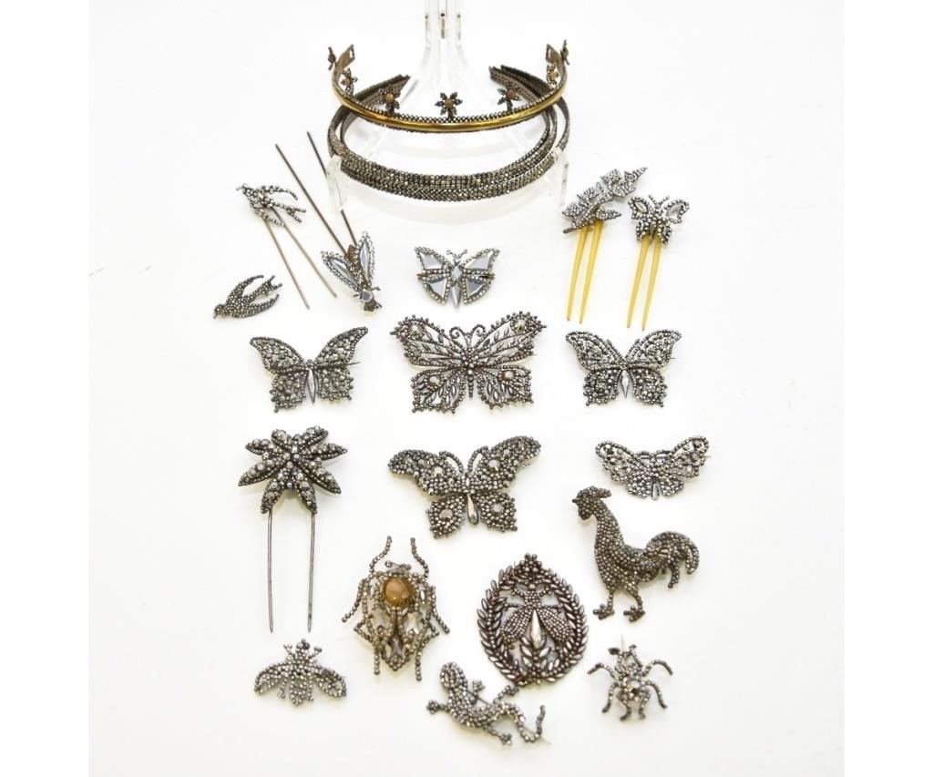 Appraisal: An array of mostly cut steel jewelry to include pins