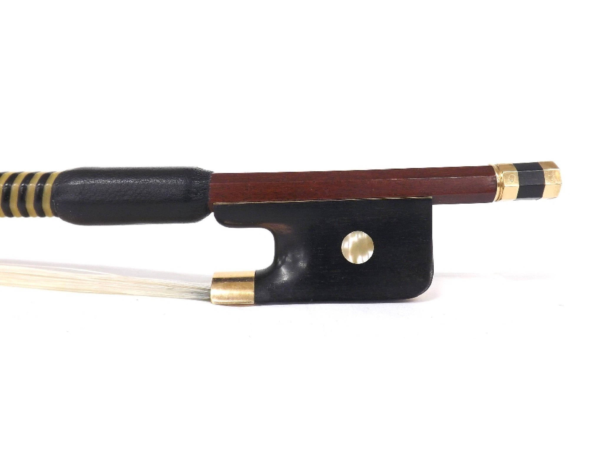 Appraisal: Contemporary gold mounted violin bow unstamped gm