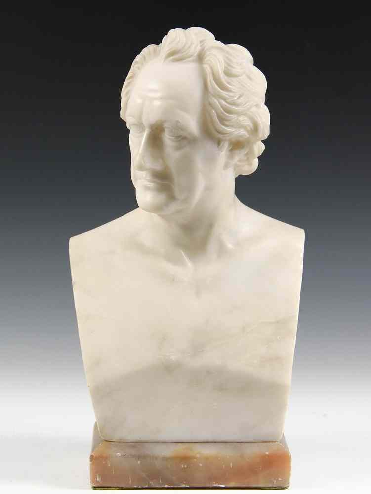 Appraisal: MARBLE BUST of Johann Wolfgang von Goethe By Biagioni Musini