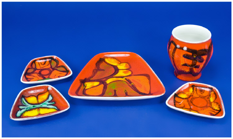 Appraisal: Poole Pottery Collection Of Five Pieces Of Poole Pottery Delphis