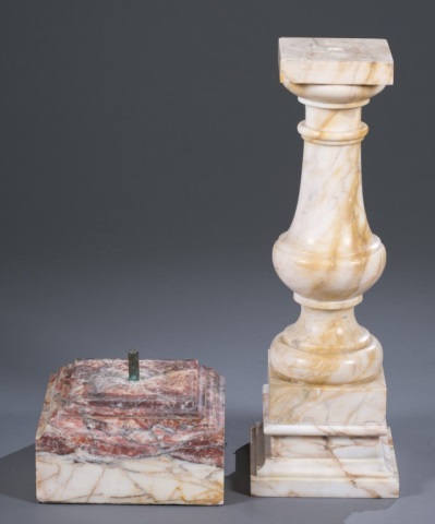 Appraisal: Marble Column Plinth Includes a two-piece marble column with matching