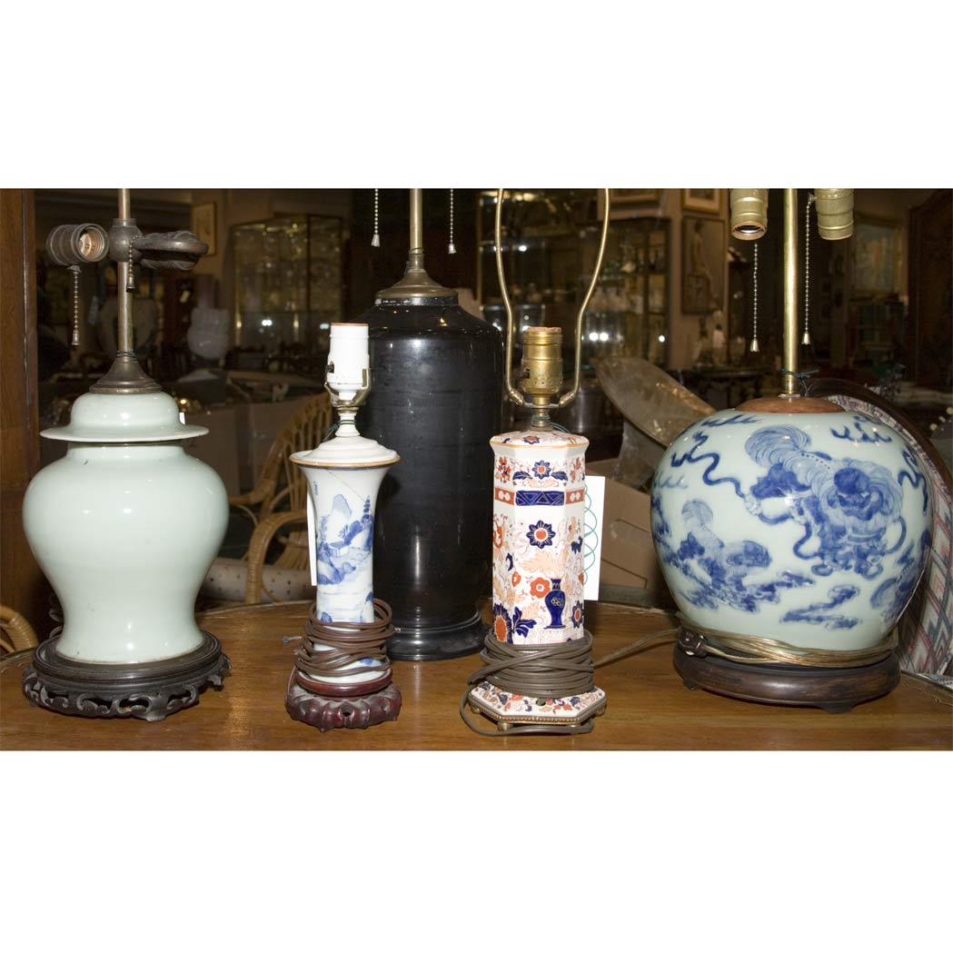 Appraisal: Group of Five Chinese Porcelain Lamps