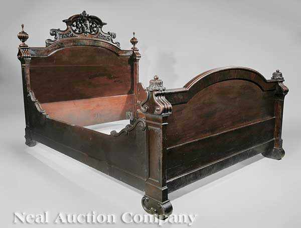 Appraisal: A Very Fine American Rococo Carved Mahogany Bed c -