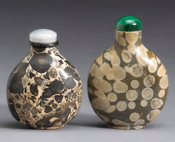 Appraisal: Two puddingstone snuff bottles Late Qing Dynasty Republican Period Both