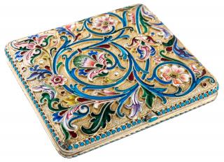 Appraisal: A RUSSIAN GILT SILVER AND SHADED CLOISONNE ENAMEL CIGARETTE CASE