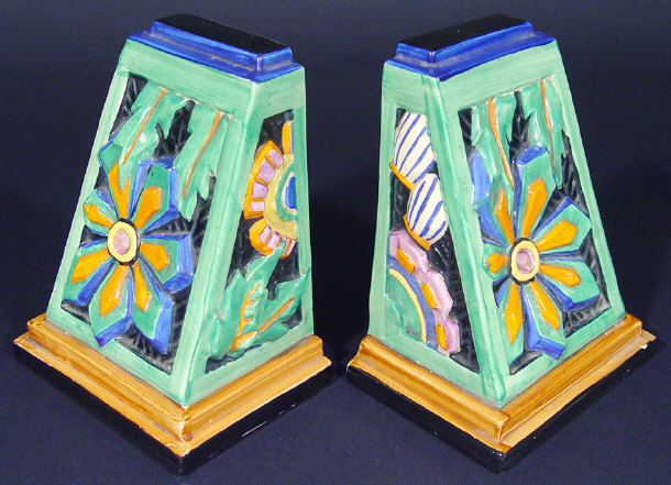 Appraisal: Pair of Clarice Cliff Fantasque bookends relief moulded and hand