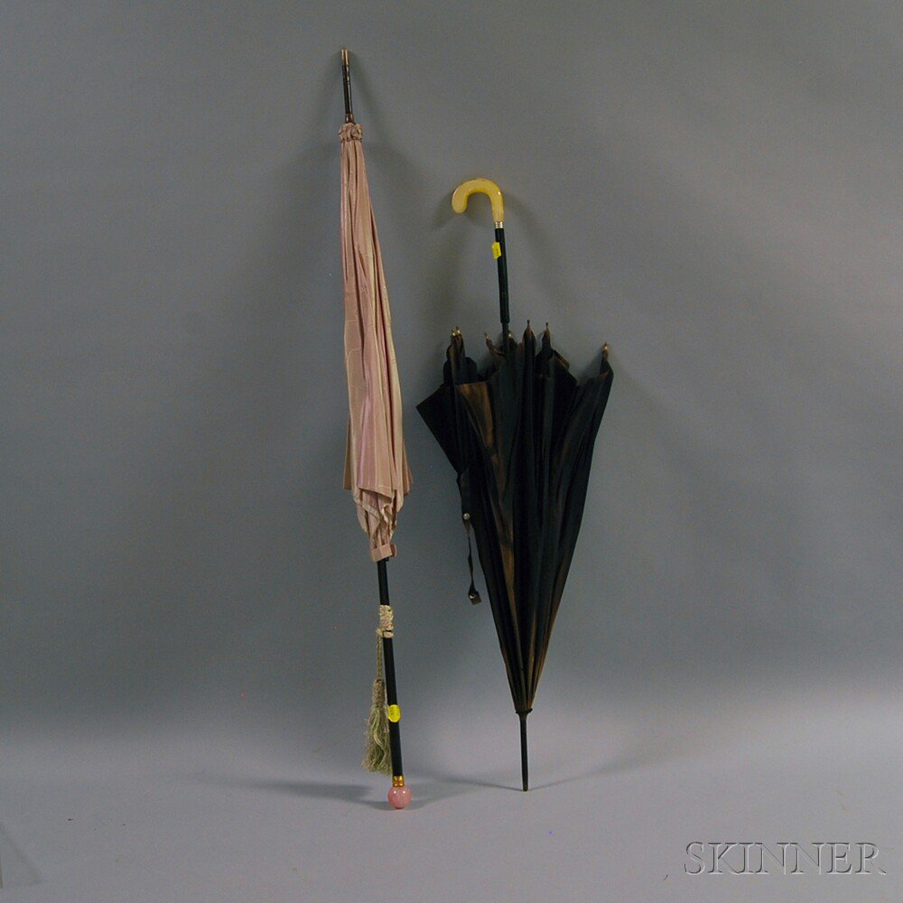 Appraisal: Two Lady's Parasols one with rose quartz handle the other